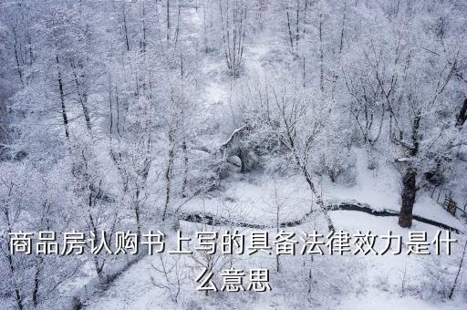商品房認(rèn)購書上寫的具備法律效力是什么意思