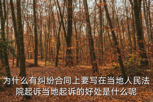 為什么有糾紛合同上要寫在當(dāng)?shù)厝嗣穹ㄔ浩鹪V當(dāng)?shù)仄鹪V的好處是什么呢