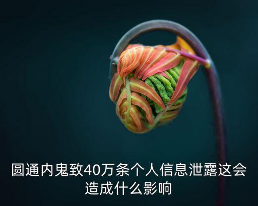 40萬(wàn)條個(gè)人信息被泄露，圓通內(nèi)鬼致40萬(wàn)條個(gè)人信息泄露這會(huì)造成什么影響