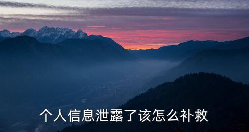 個人信息泄露了該怎么補(bǔ)救