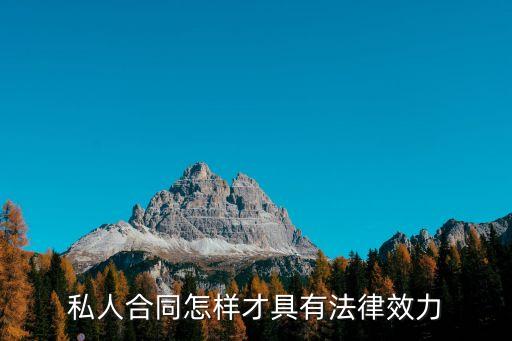 私人合同怎樣才具有法律效力