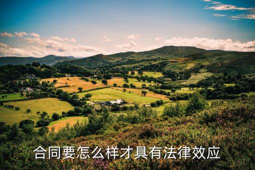 合同要怎么樣才具有法律效應(yīng)