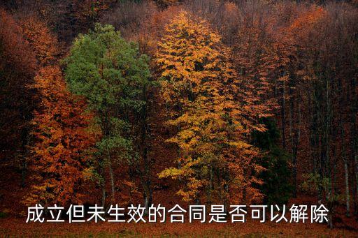 成立但未生效的合同是否可以解除
