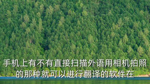 手機(jī)上有不有直接掃描外語(yǔ)用相機(jī)拍照的那種就可以進(jìn)行翻譯的軟件在