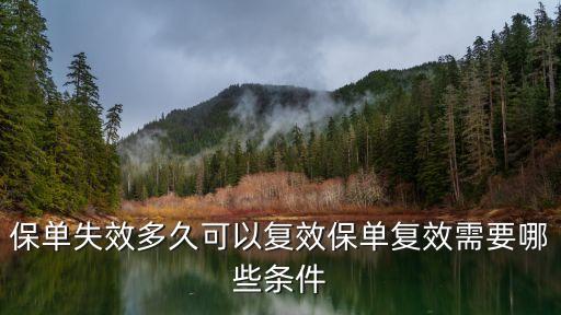 保單失效多久可以復(fù)效保單復(fù)效需要哪些條件