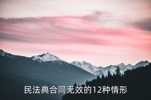 民法典合同無效的12種情形