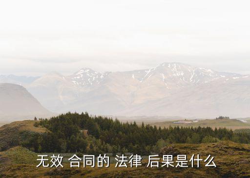  無(wú)效 合同的 法律 后果是什么