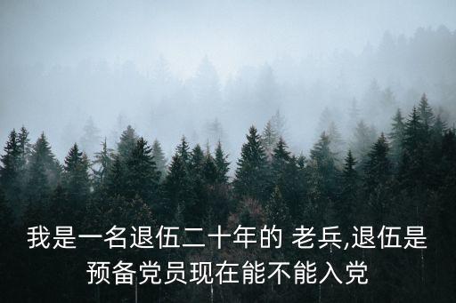 我是一名退伍二十年的 老兵,退伍是預(yù)備黨員現(xiàn)在能不能入黨