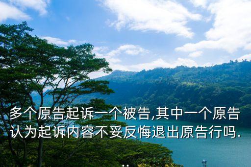 多個(gè)原告起訴一個(gè)被告,其中一個(gè)原告認(rèn)為起訴內(nèi)容不妥反悔退出原告行嗎...
