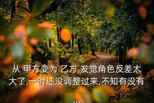從 甲方變?yōu)?乙方,發(fā)覺(jué)角色反差太大了,一時(shí)還沒(méi)調(diào)整過(guò)來(lái),不知有沒(méi)有...