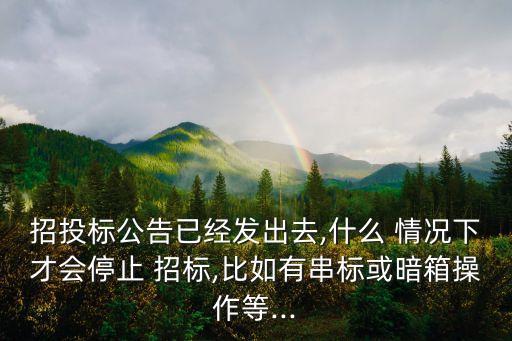 招投標(biāo)公告已經(jīng)發(fā)出去,什么 情況下才會(huì)停止 招標(biāo),比如有串標(biāo)或暗箱操作等...