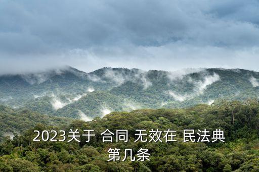 合同無效的法律責(zé)任民法典條文,民法典合同無效規(guī)定條文
