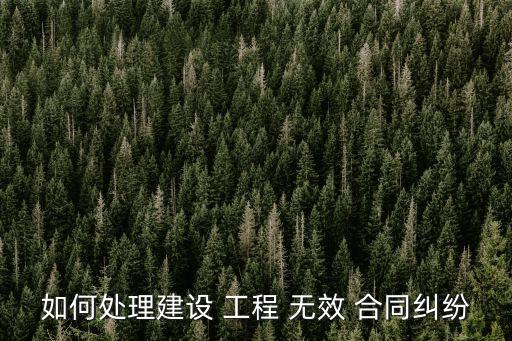 如何處理建設(shè) 工程 無效 合同糾紛
