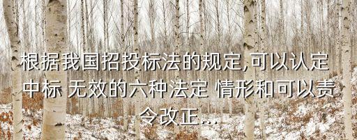 根據(jù)我國招投標(biāo)法的規(guī)定,可以認(rèn)定 中標(biāo) 無效的六種法定 情形和可以責(zé)令改正...