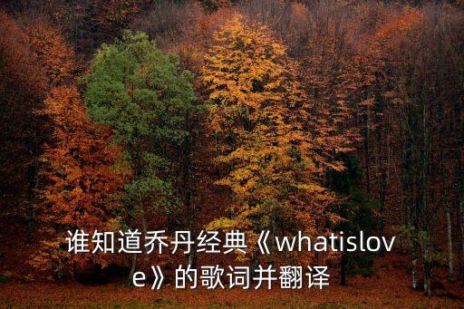 誰(shuí)知道喬丹經(jīng)典《whatislove》的歌詞并翻譯