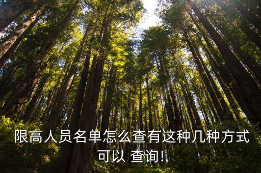  限高人員名單怎么查有這種幾種方式可以 查詢!