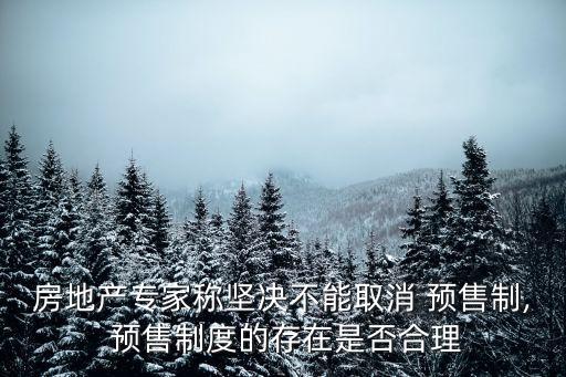 房地產(chǎn)專家稱堅決不能取消 預(yù)售制, 預(yù)售制度的存在是否合理