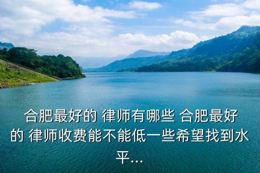 合肥最好的 律師有哪些 合肥最好的 律師收費(fèi)能不能低一些希望找到水平...