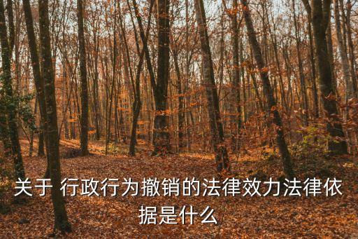 關(guān)于 行政行為撤銷的法律效力法律依據(jù)是什么