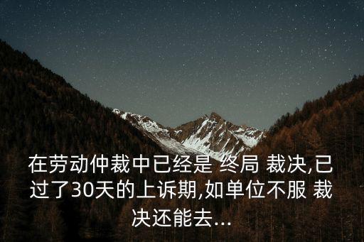 在勞動(dòng)仲裁中已經(jīng)是 終局 裁決,已過了30天的上訴期,如單位不服 裁決還能去...