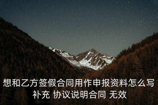 想和乙方簽假合同用作申報資料怎么寫 補(bǔ)充 協(xié)議說明合同 無效