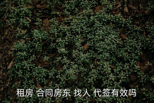 租房 合同房東 找人 代簽有效嗎