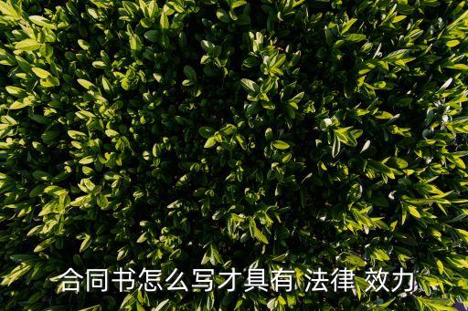  合同書(shū)怎么寫(xiě)才具有 法律 效力