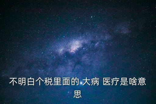 不明白個(gè)稅里面的 大病 醫(yī)療是啥意思