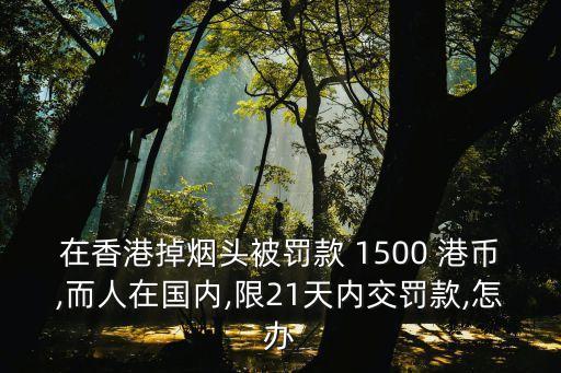 在香港掉煙頭被罰款 1500 港幣,而人在國(guó)內(nèi),限21天內(nèi)交罰款,怎辦