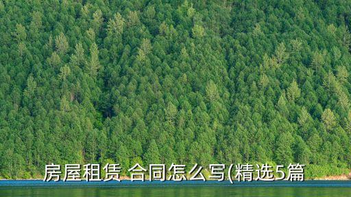 房屋租賃 合同怎么寫(精選5篇