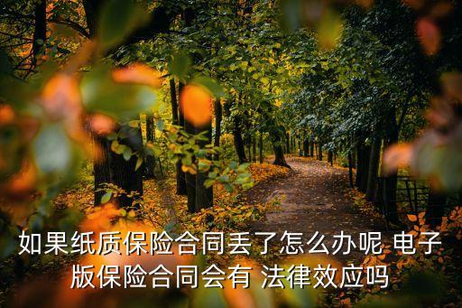 如果紙質保險合同丟了怎么辦呢 電子版保險合同會有 法律效應嗎