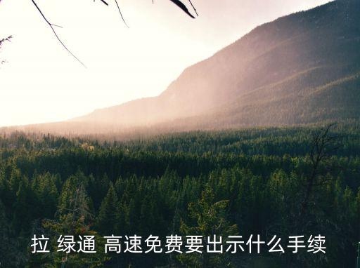 拉 綠通 高速免費要出示什么手續(xù)