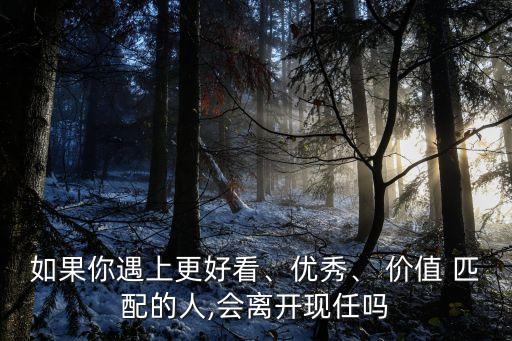 如果你遇上更好看、優(yōu)秀、 價值 匹配的人,會離開現(xiàn)任嗎