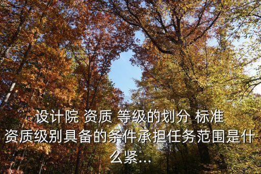  設(shè)計院 資質(zhì) 等級的劃分 標準 資質(zhì)級別具備的條件承擔任務(wù)范圍是什么緊...
