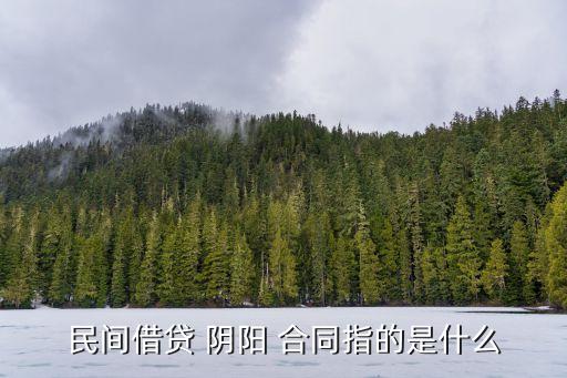 民間借貸 陰陽 合同指的是什么