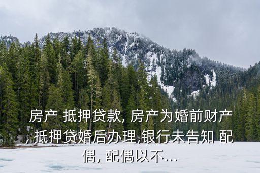  房產(chǎn) 抵押貸款, 房產(chǎn)為婚前財(cái)產(chǎn), 抵押貸婚后辦理,銀行未告知 配偶, 配偶以不...