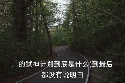 ...的弒神計(jì)劃到底是什么(到最后都沒有說明白