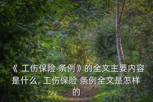 《 工傷保險(xiǎn) 條例》的全文主要內(nèi)容是什么, 工傷保險(xiǎn) 條例全文是怎樣的