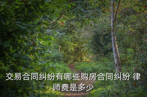 交易合同糾紛有哪些購房合同糾紛 律師費是多少