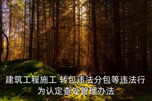 建筑工程施工 轉(zhuǎn)包違法分包等違法行為認(rèn)定查處管理辦法