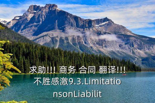 求助!!! 商務 合同 翻譯!!!不勝感激9.3.LimitationsonLiabilit
