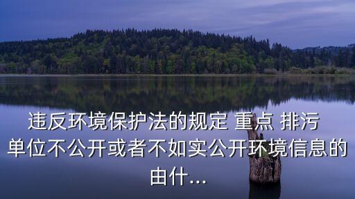 違反環(huán)境保護(hù)法的規(guī)定 重點(diǎn) 排污 單位不公開或者不如實(shí)公開環(huán)境信息的由什...