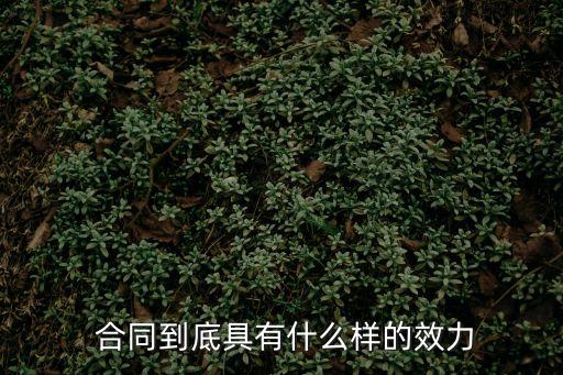  合同到底具有什么樣的效力