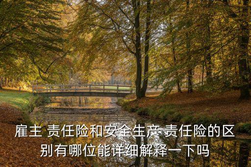 雇主 責(zé)任險(xiǎn)和安全生產(chǎn) 責(zé)任險(xiǎn)的區(qū)別有哪位能詳細(xì)解釋一下嗎