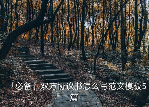 「必備」雙方協(xié)議書怎么寫范文模板5篇