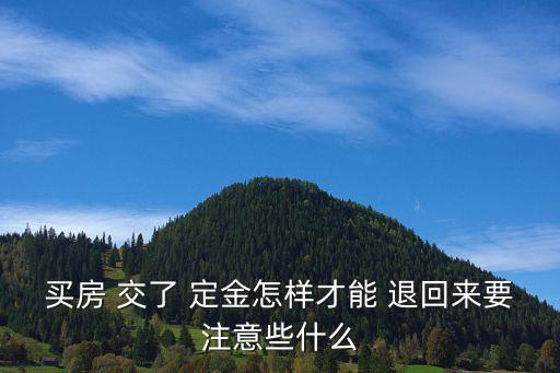 買房 交了 定金怎樣才能 退回來要注意些什么