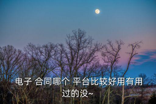  電子 合同哪個(gè) 平臺(tái)比較好用有用過(guò)的沒(méi)~