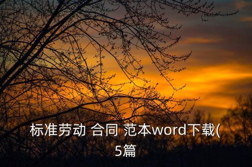 標準勞動 合同 范本word下載(5篇