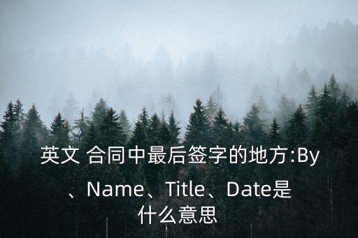 英文 合同中最后簽字的地方:By、Name、Title、Date是什么意思