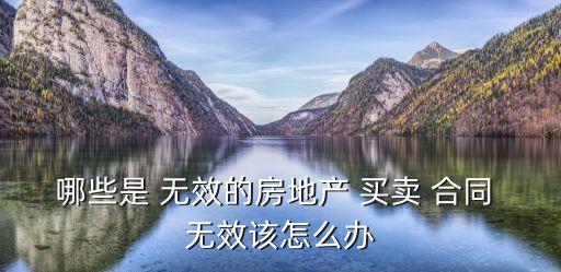 哪些是 無(wú)效的房地產(chǎn) 買(mǎi)賣(mài) 合同 無(wú)效該怎么辦